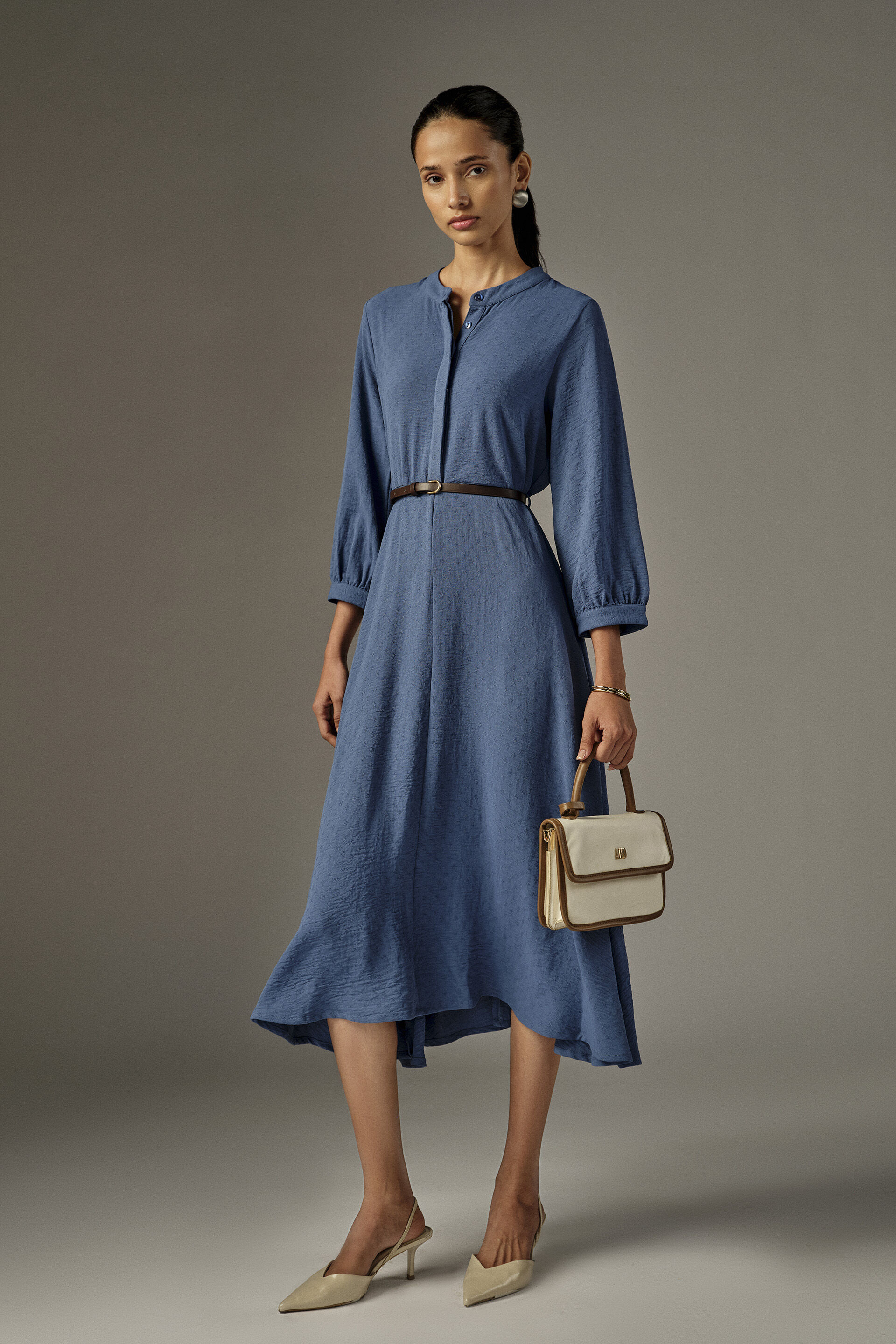 Fit & Flare Midi Dress in Blue, Blue, image 2